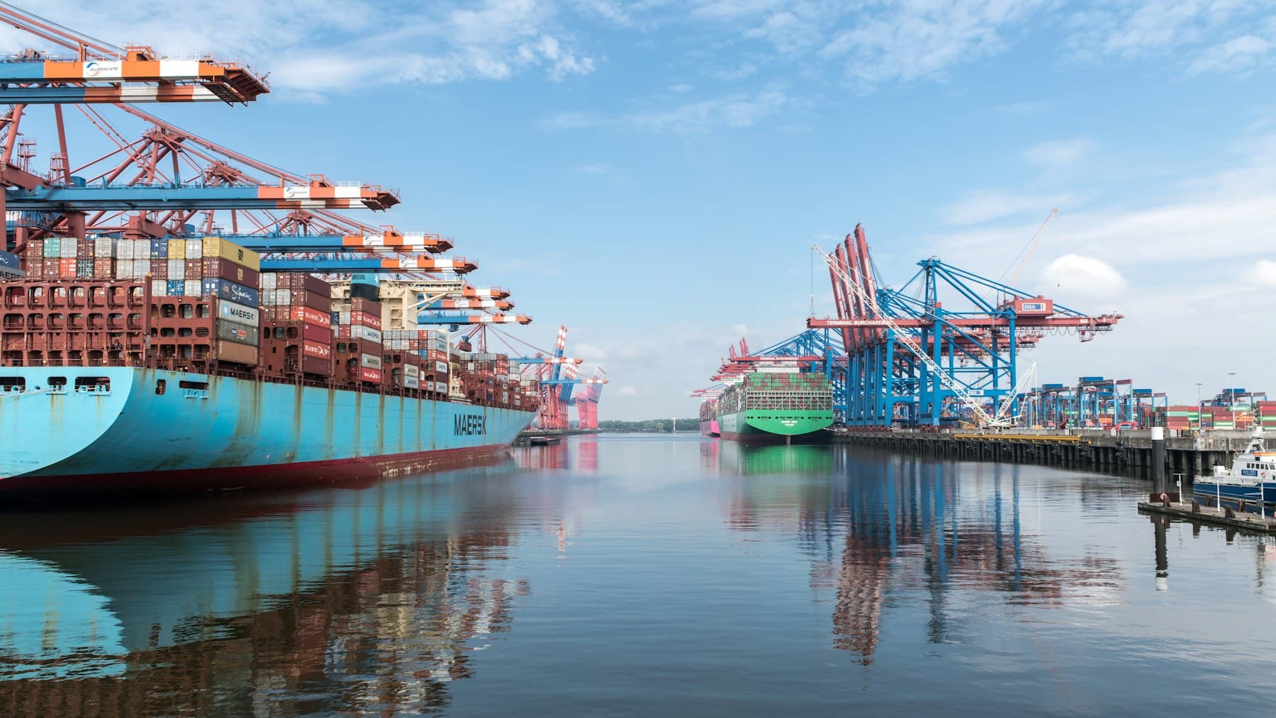 Container terminal and cargo vessels at an international port